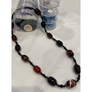 Black Onyx Sordorax Jet Black Crystals - Handcrafted Crystal Beaded 22" Necklace